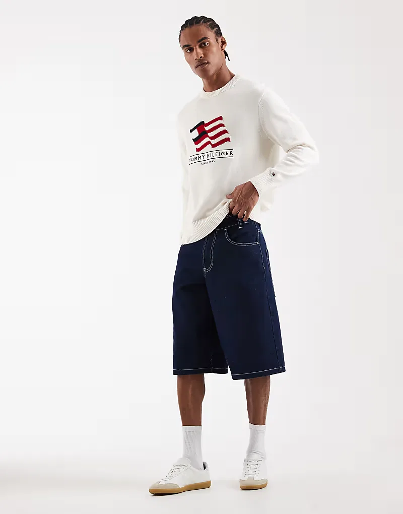 Вязаный джемпер Tommy Hilfiger с логотипом в виде развевающегося флага, белый — фото 2