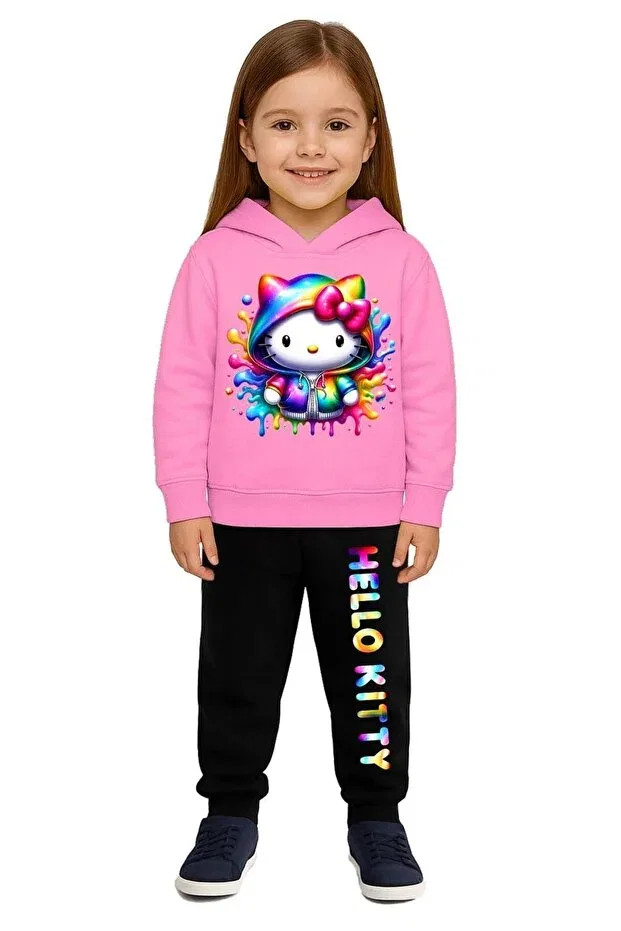 Детский спортивный костюм для мальчиков с принтом Hello Kitty Sedirli, Pink