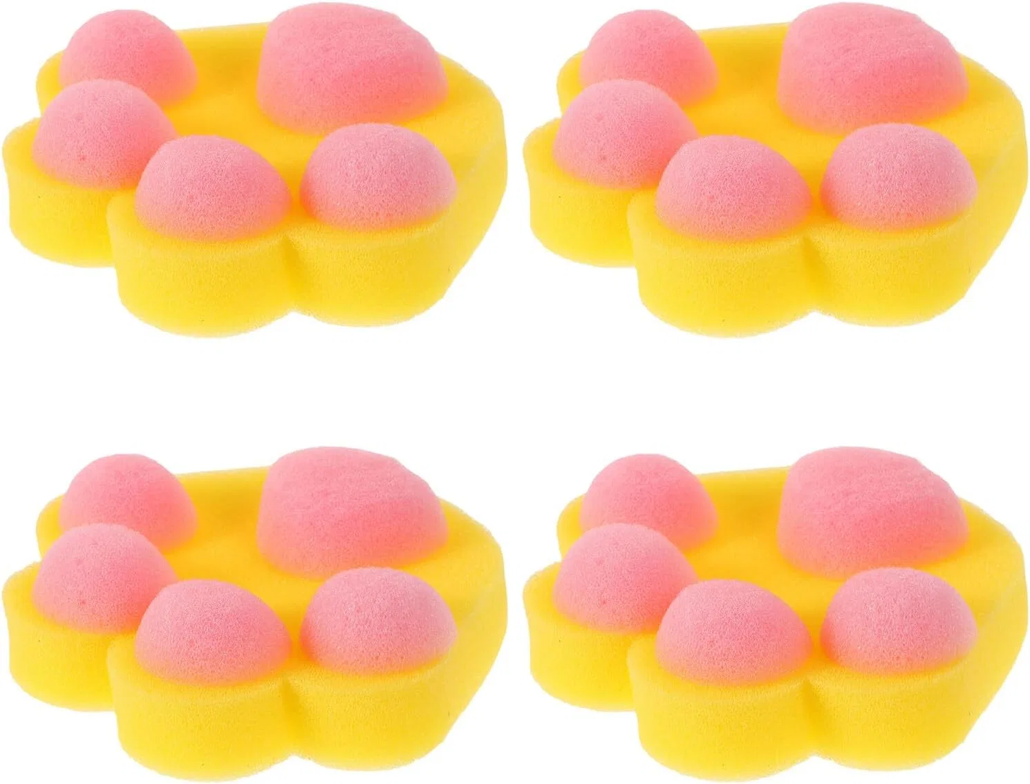 Набор банных губок с кошачьими лапками, Toyvian, 4 шт, 13x11x3 см, Желтый
