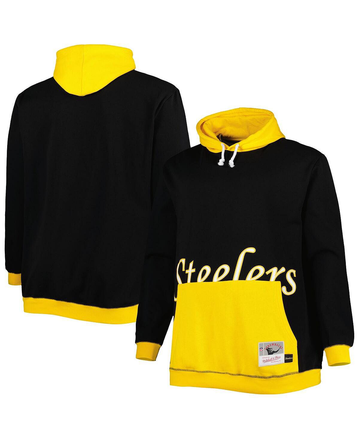 

Мужская черно-золотая толстовка с капюшоном pittsburgh steelers big and tall big face Mitchell & Ness, мульти