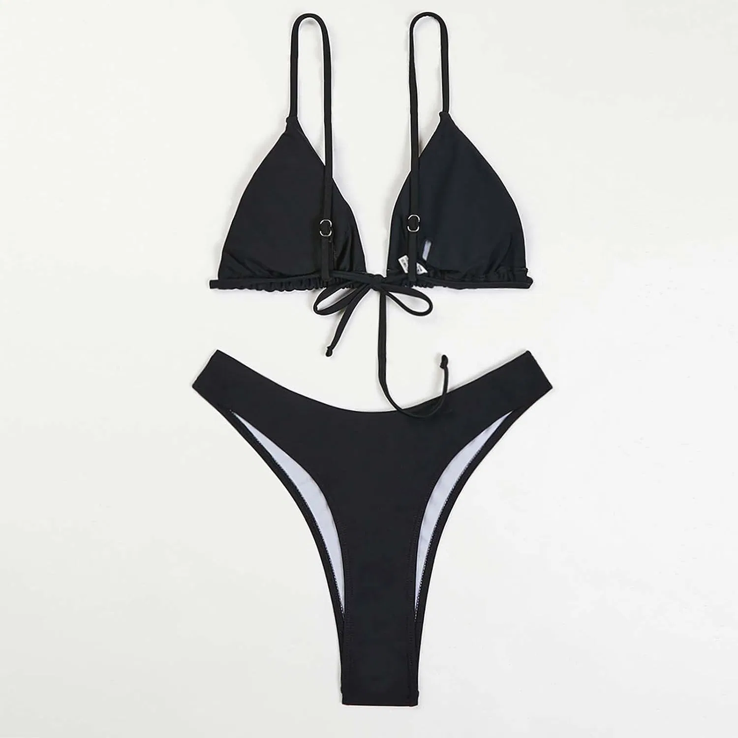Женский купальный костюм бикини с высокой талией, Black — фото 4