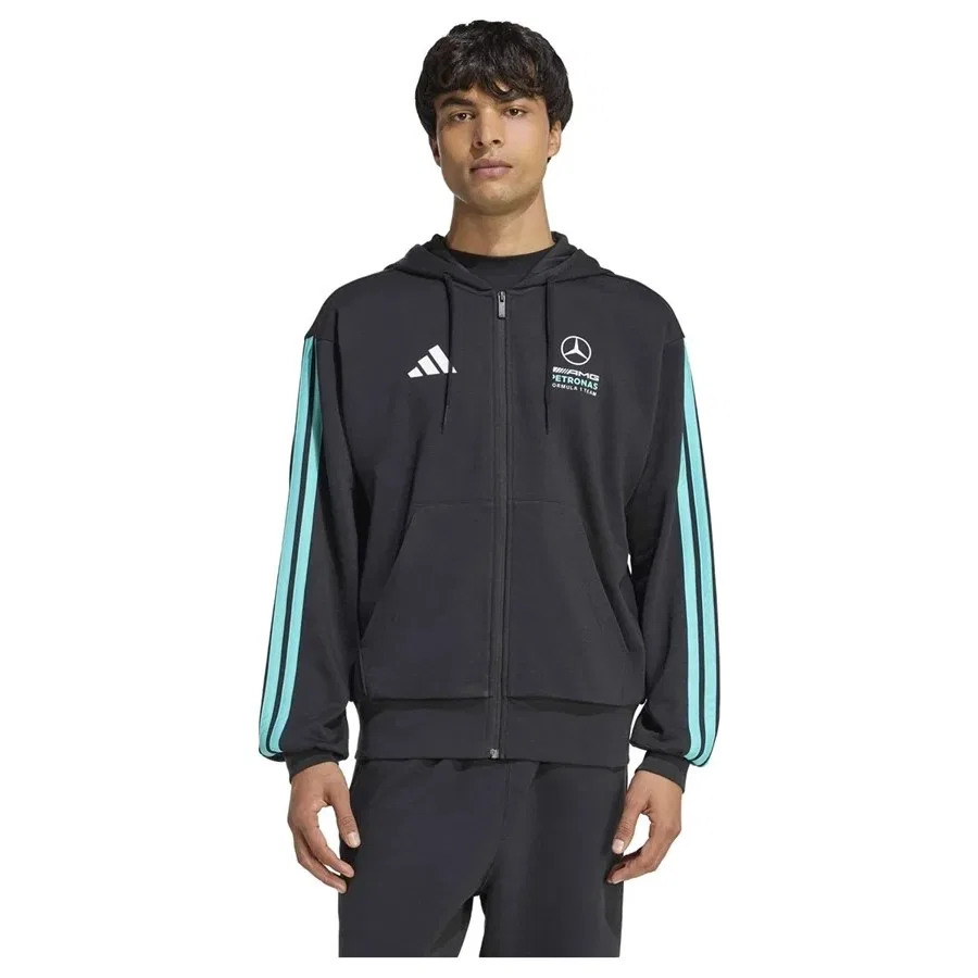 Худи мужское с капюшоном и длинным рукавом adidas, Черный — фото 2