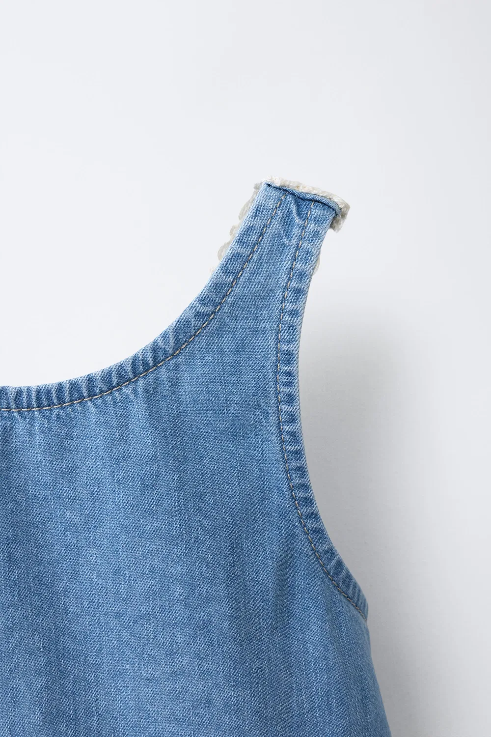 Вязаный крючком топ из джинсовой ткани ZARA, Blue — фото 3