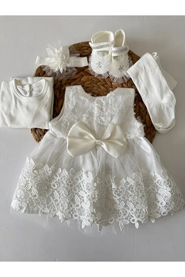 Детский комплект для новорожденных девочек с длинным рукавом Pileki Baby, White — фото 4