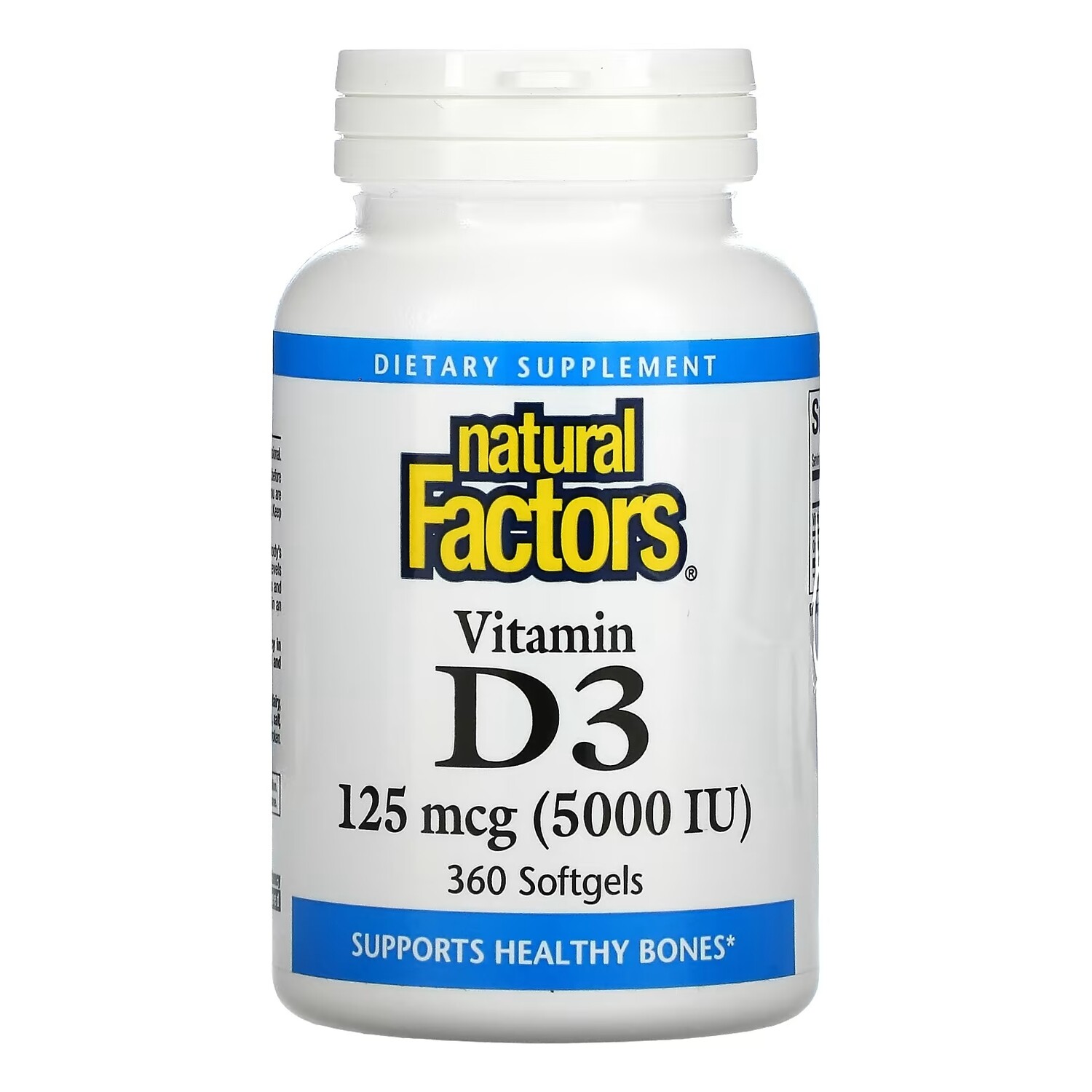 

Natural Factors Vitamin D3 5,000 IU, 360 капсул