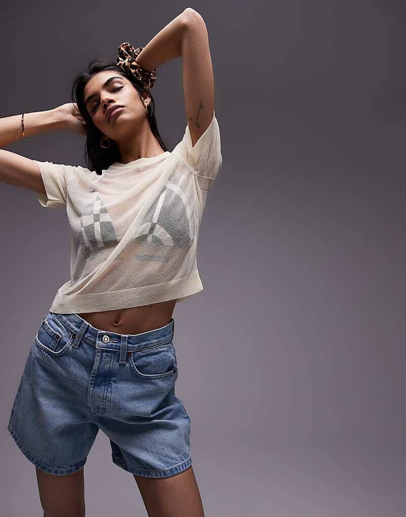 

Topshop – Лимонно-желтая прозрачная трикотажная футболка