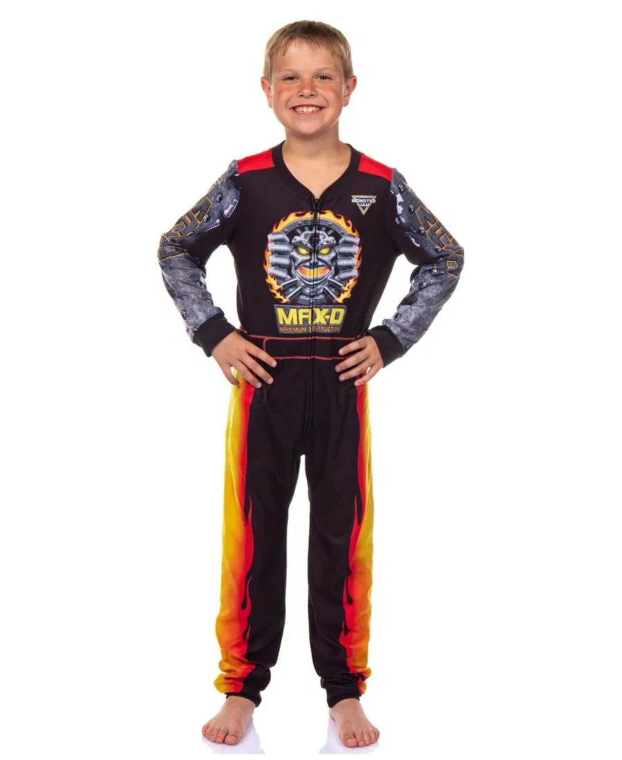 Комбинезон-пижама Monster Jam Max-D с капюшоном, черный