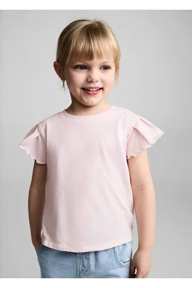 Детская хлопковое футболка Mango Baby, Pink