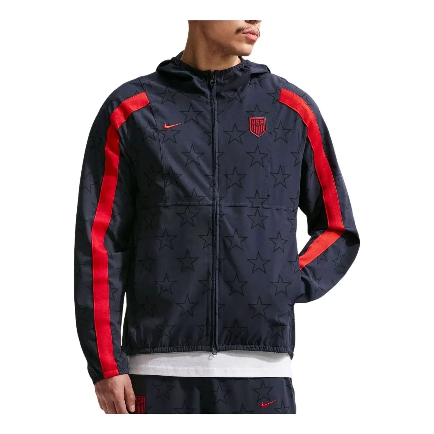 Мужская куртка Nike USMNT Energy Dri-FIT Woven Jacket Dark Obsidian University Red, синий