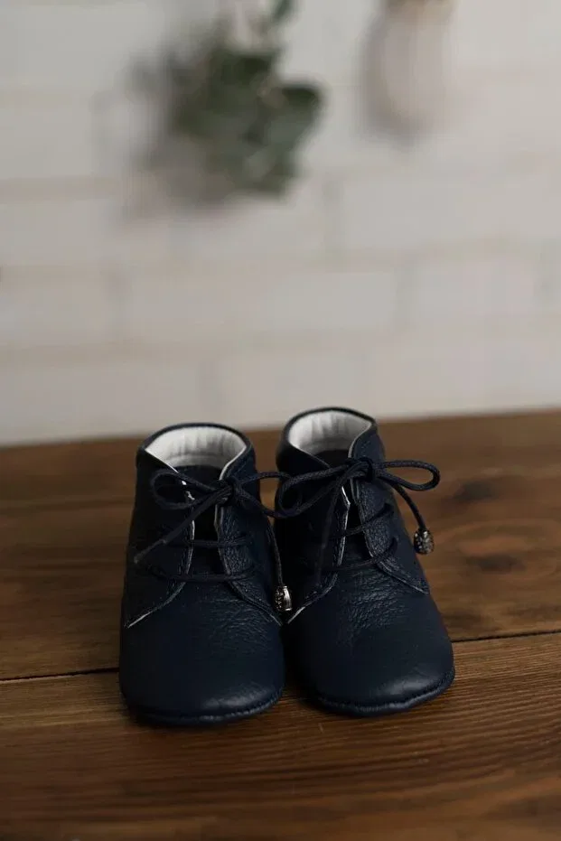 Детские ботинки для новорожденных кожаные Olivo Mini, Navy Blue