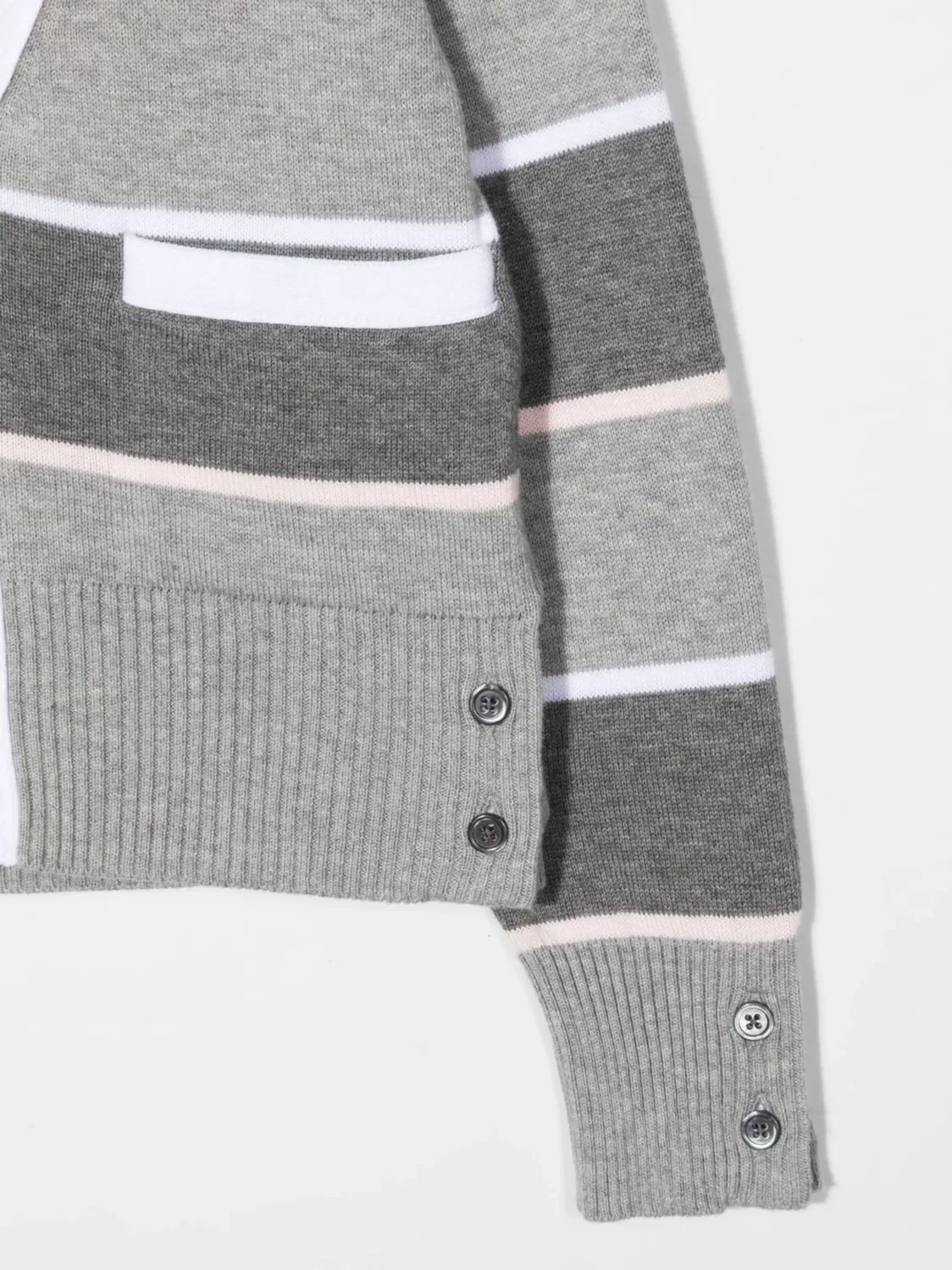 Кардиган с полосками V-образным вырезом Thom Browne, серый — фото 3