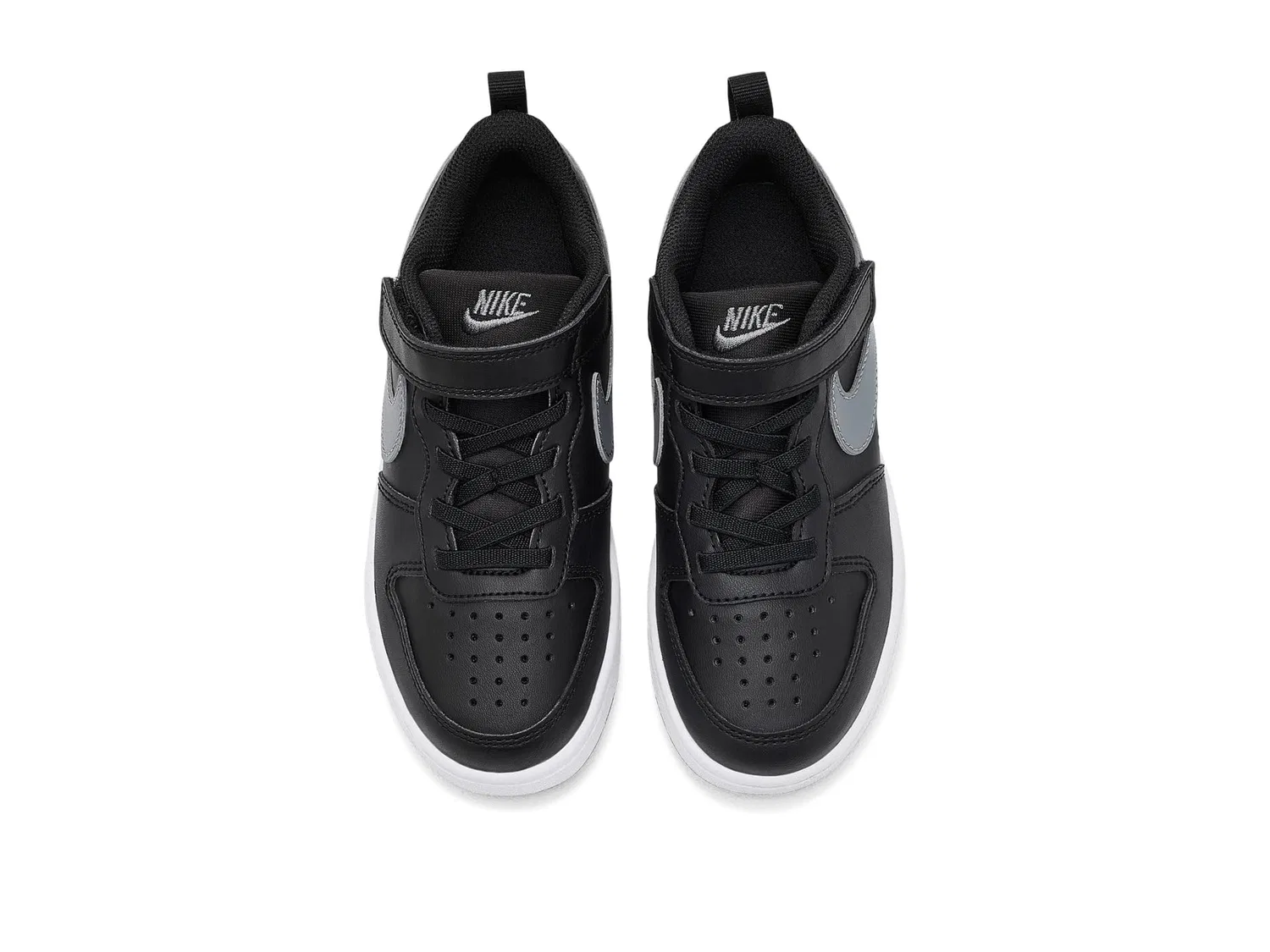 Кроссовки Court Borough Low Fade (для маленьких детей) Nike Kids, Black/Illusion Green/Smoke Grey/White — фото 3