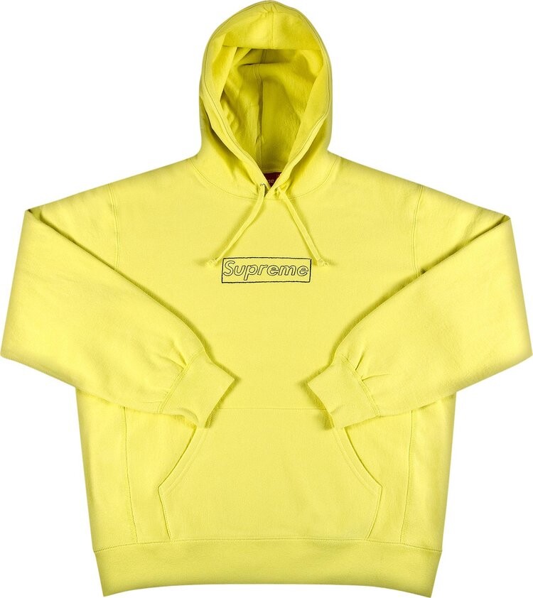 

Толстовка Supreme x KAWS Chalk Logo Hooded Sweatshirt 'Light Lemon', желтый