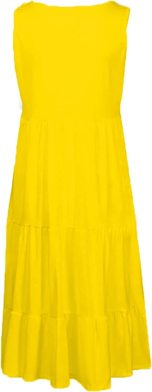 Женское плюс-сайз летнее платье-макси A-силуэта, Yellow — фото 3
