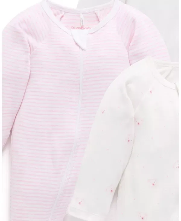Детский комбинезон-слип с длинным рукавом 4 шт. Purebaby, Pale Pink Bear Pack — фото 4