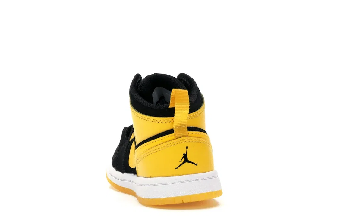 Детские кроссовки с высоким берцем Jordan 1 Retro Mid Jordan, Black/Varsity Maize-White — фото 4
