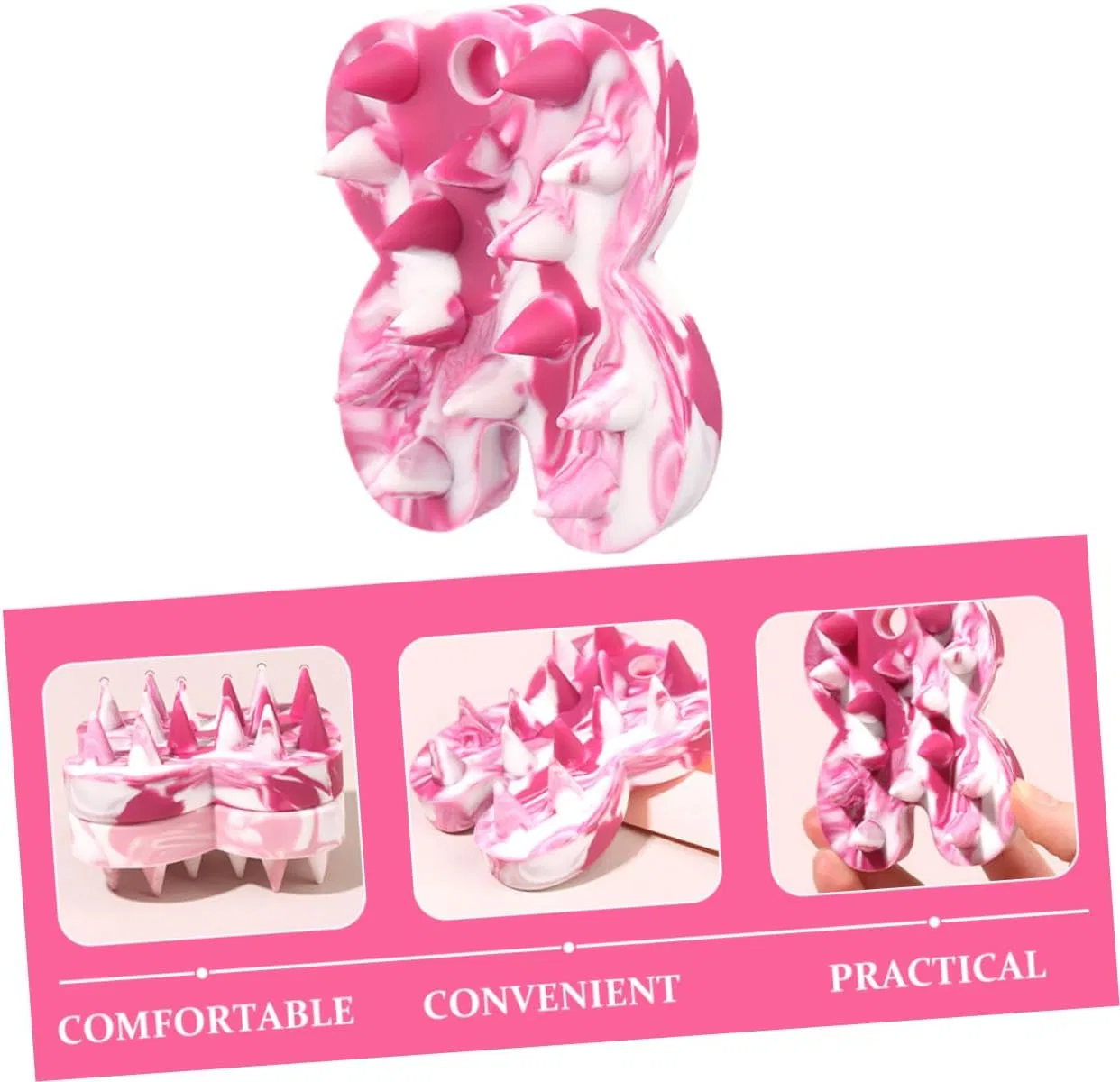 Силиконовая щетка для кожи головы с мягкой щетиной, MUCKLILY, 1 шт, 88 г, Pink — фото 3