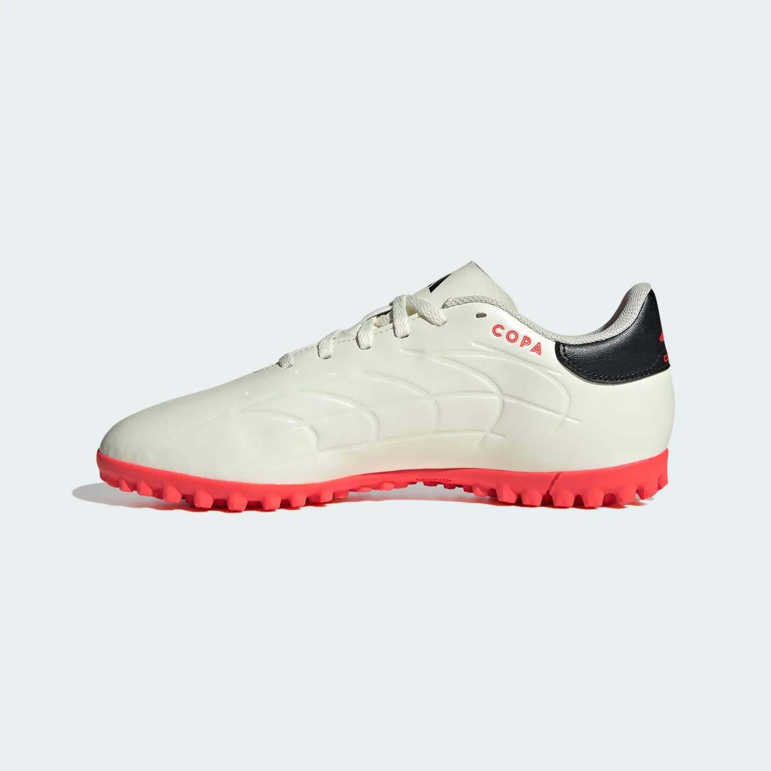 Детские бутсы для мальчиков с полосками Copa Pure 2.4 Adidas, Ivory Core Black Solar Red — фото 2