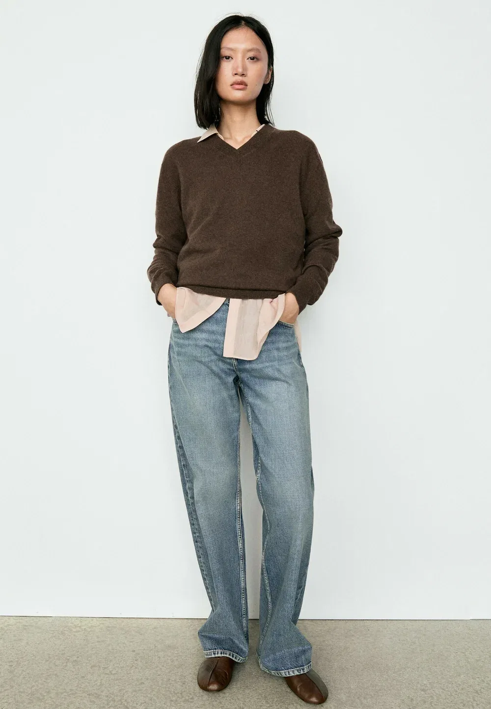 Вязаный свитер из 100% кашемира Massimo Dutti, Dark Brown — фото 4