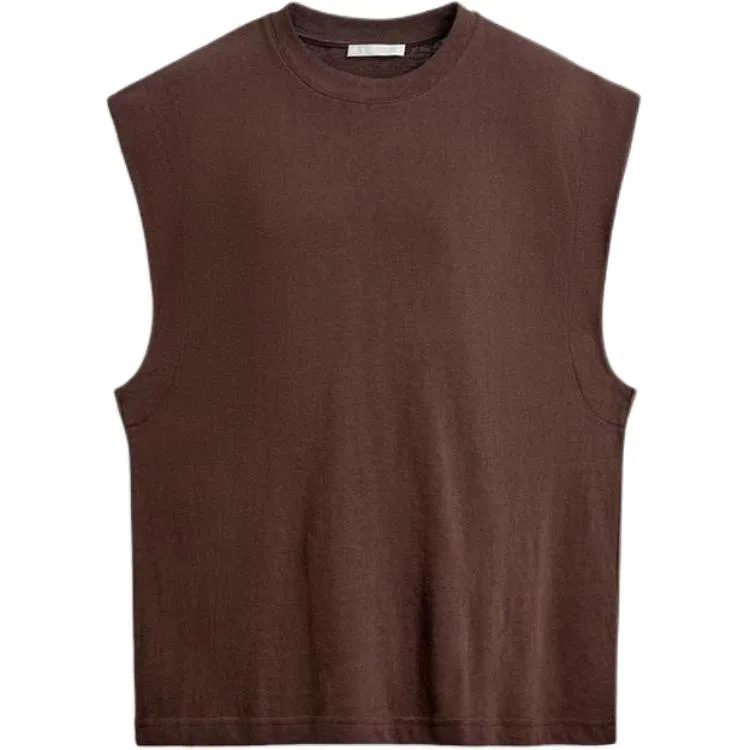 Мужская футболка без рукавов с круглым вырезом Brown ZARA, Brown