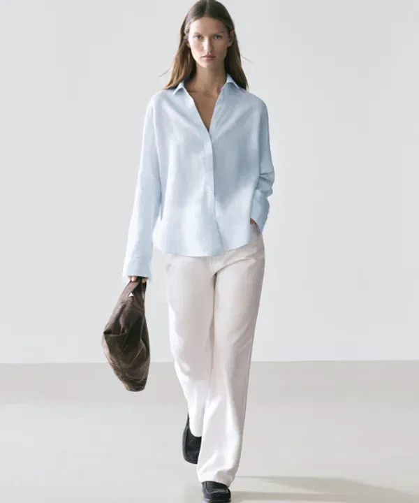 Рубашка свободного кроя с принтом, Massimo Dutti, 100% лен — фото 2
