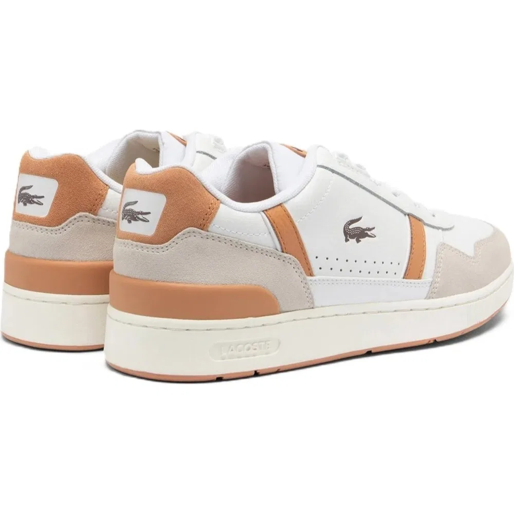 Детские кроссовки кожаные на шнуровке T-Clip Leather Lacoste, Белый — фото 3