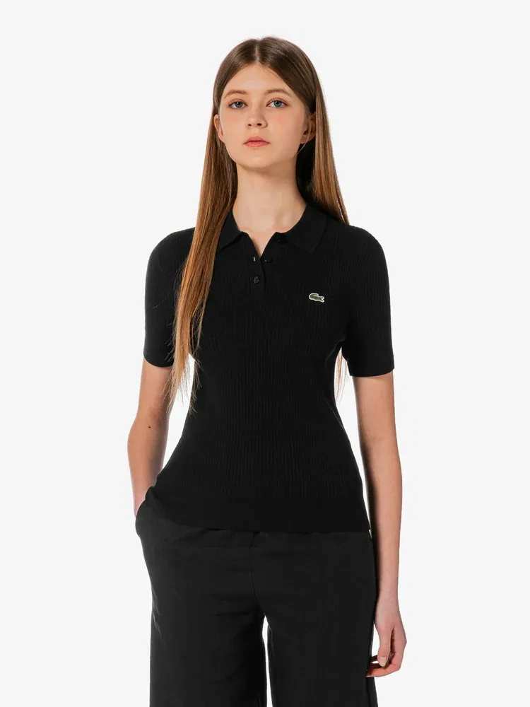 Футболка поло LACOSTE Black из рибаны