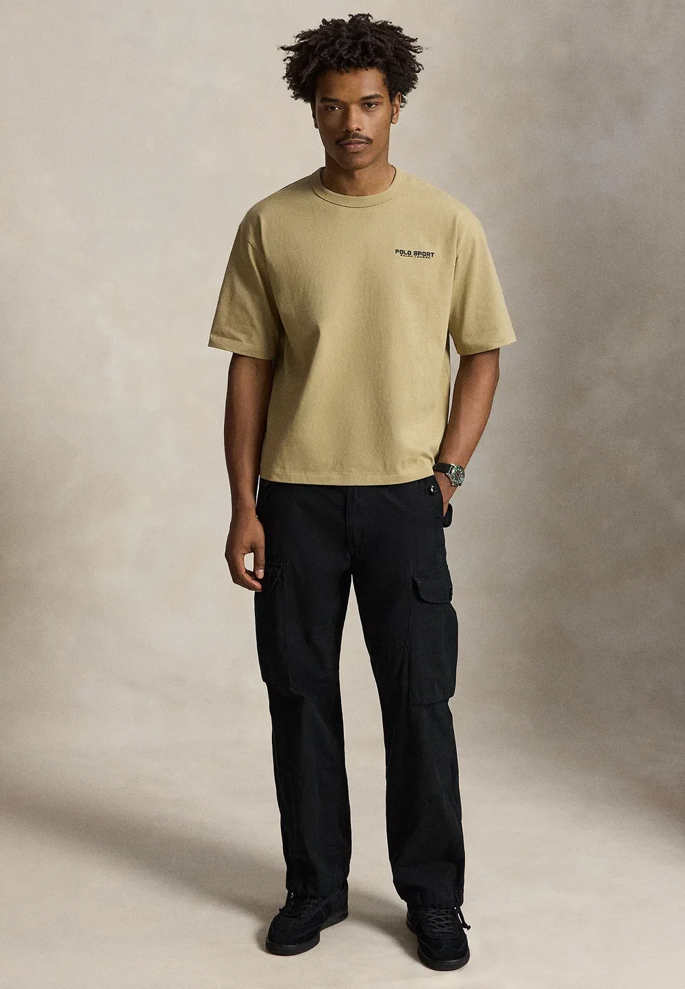 Футболка-Поло свободного кроя, унисекс, с принтом Polo Ralph Lauren, Khaki — фото 2