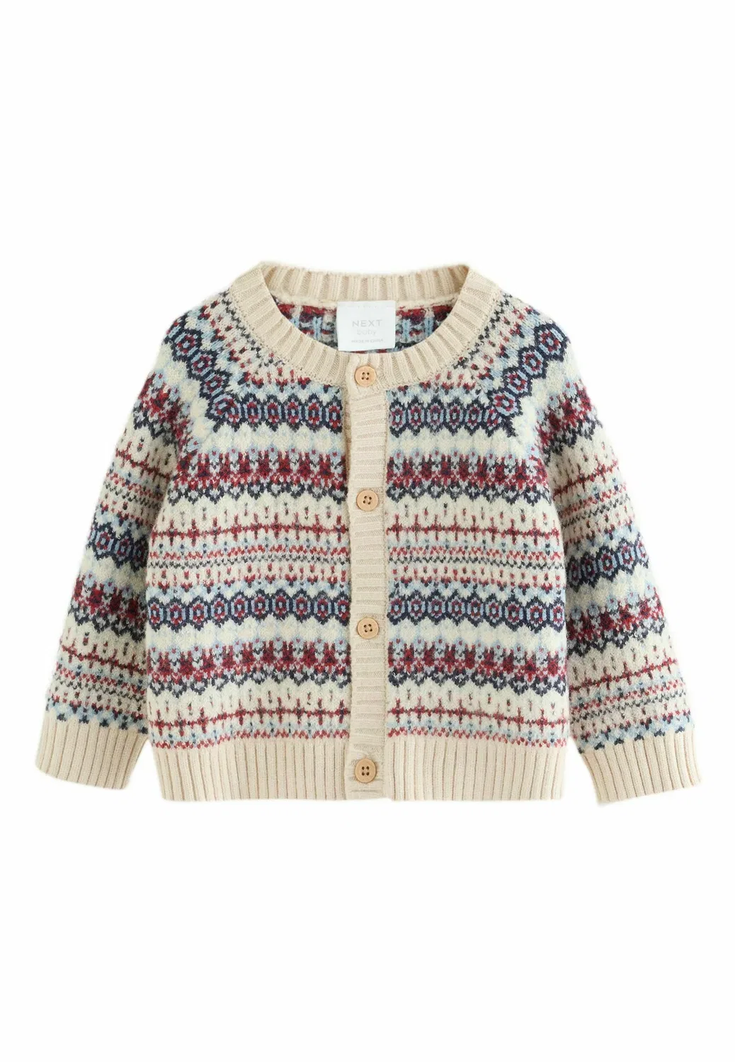 Вязаный кардиган и леггинсы для малыша - кардиган Next, Neutral Fairisle — фото 2