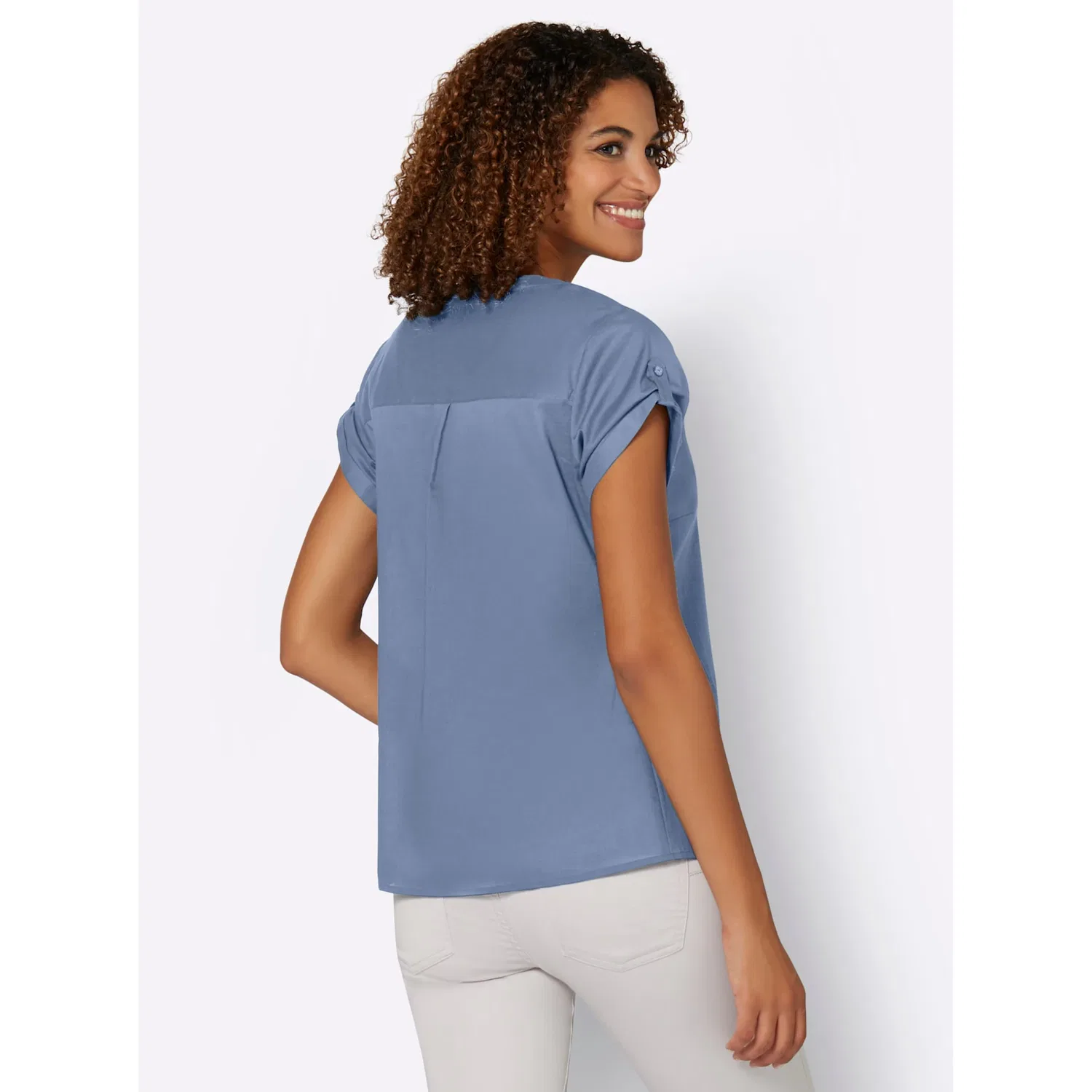 Женская блуза с V-образным вырезом Casual Looks, Blue Stone Washed — фото 2