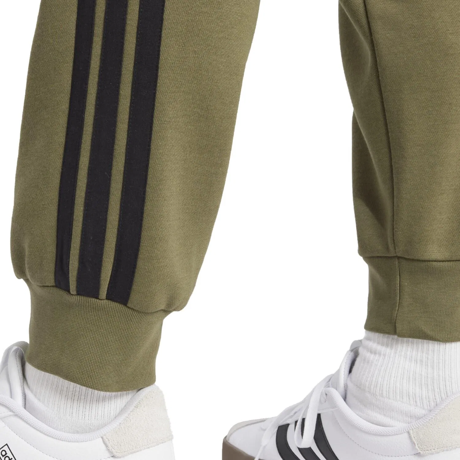Мужские спортивные штаны с флисом и тремя полосками Adidas, Olivgrun Schwarz — фото 2