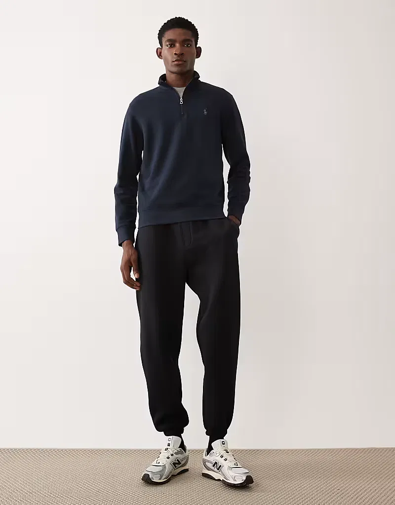 Толстовка Polo Ralph Lauren с логотипом Icon, двойной трикотажной застежкой-молнией на четверть длины, темно-синий — фото 2