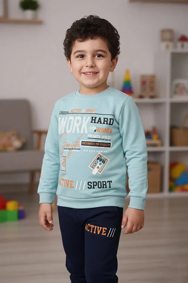 Детский спортивный костюм для мальчиков с принтом Work Mnk Baby&Kids, Light Green