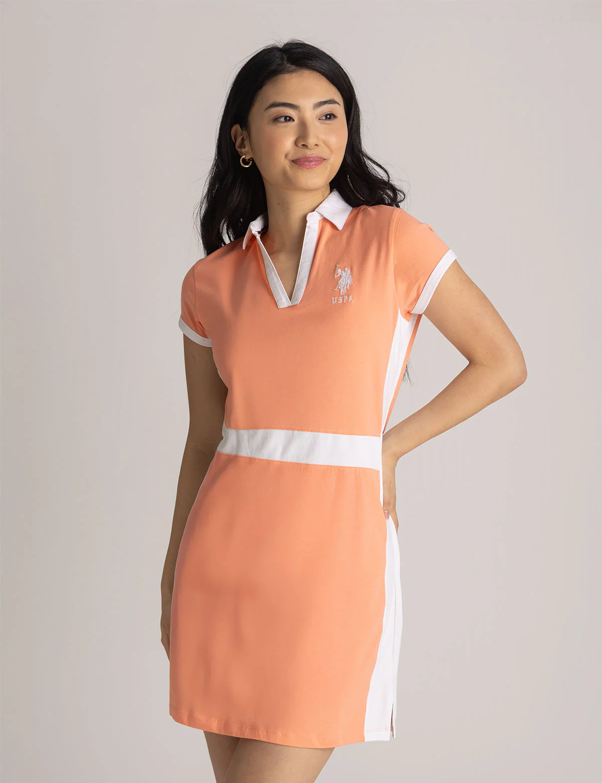 

Платье U.S. Polo Assn Color Block Panel Polo, оранжевый/белый