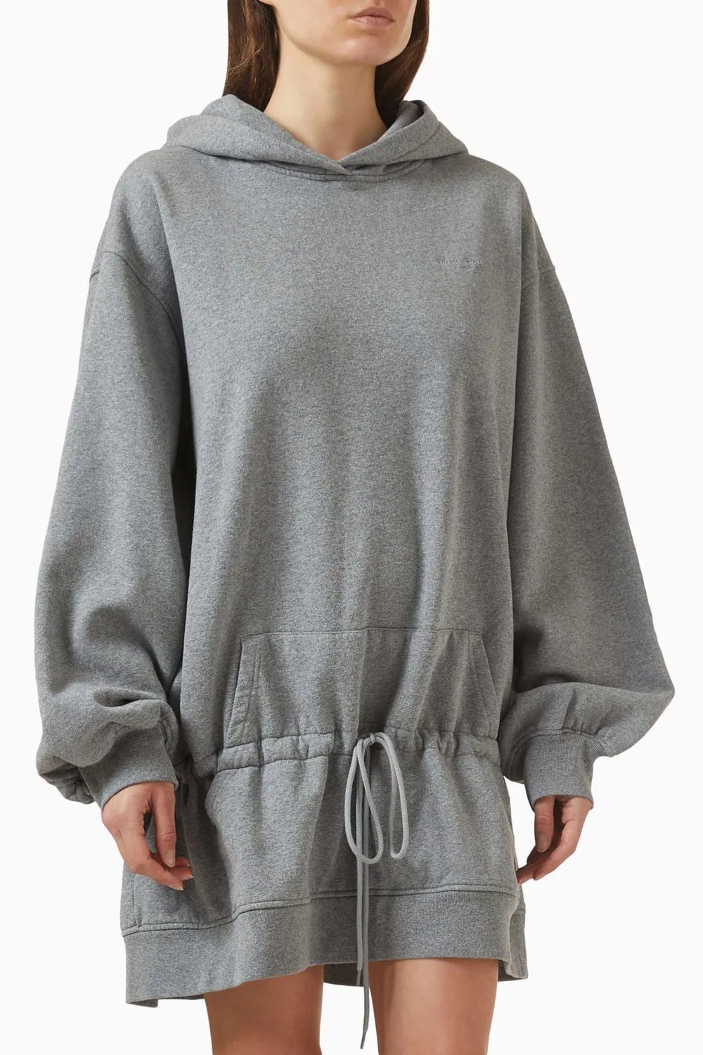 Платье из футера с длинным рукавом худи Alexander Wang, серый