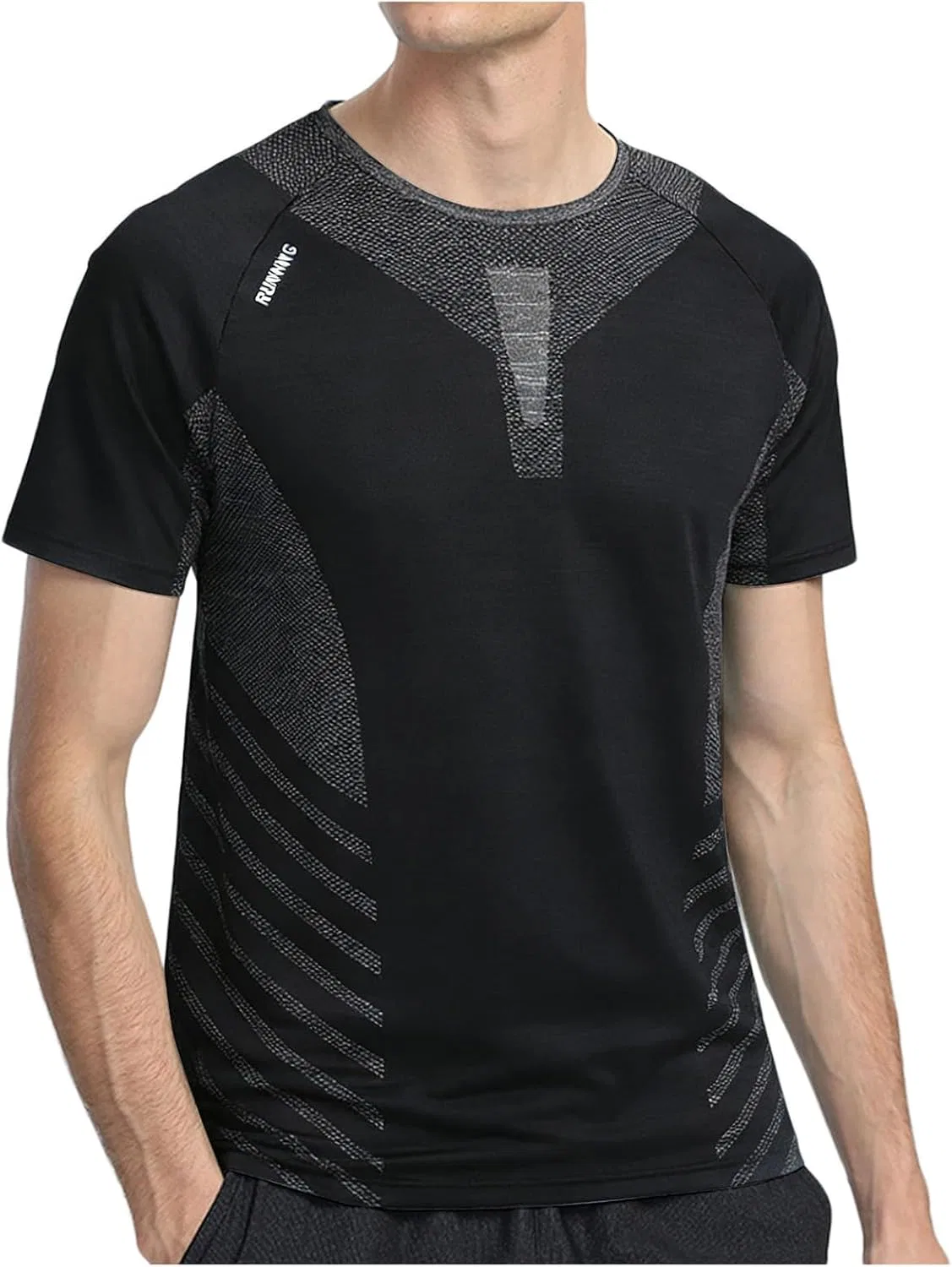 Мужская футболка для беговых тренировок, Crew Neck, Dark Gray