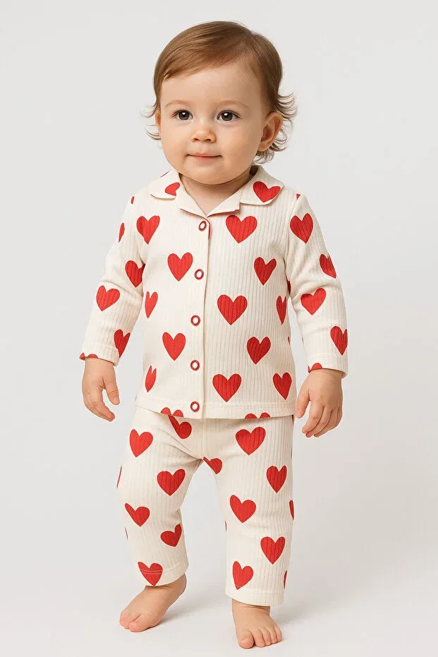 Детский комплект пижам для новорожденных девочек Heart Big Pattern Nevrankids, White