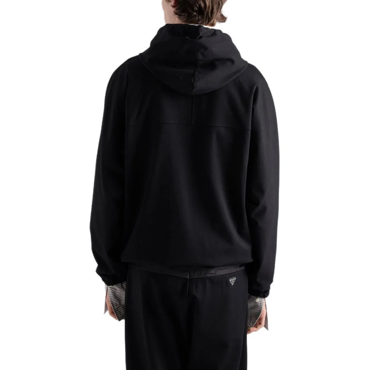 Мужская куртка с капюшоном средней посадки прямого кроя PRADA, Black — фото 4