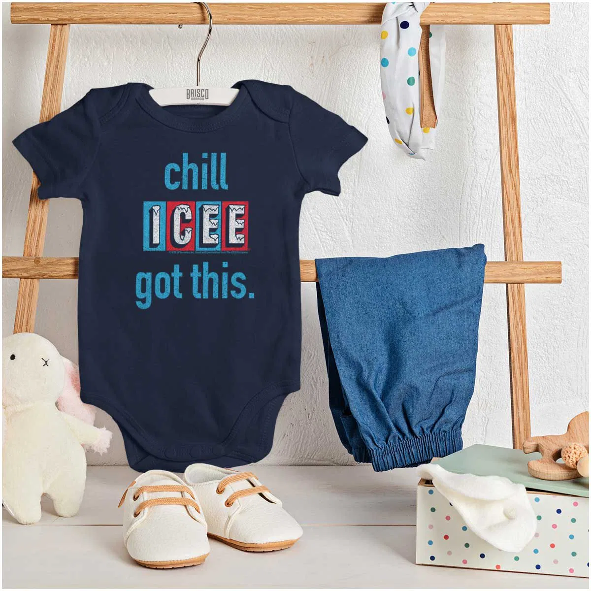 Детский боди-комбинезон с коротким рукавом ICEE Logo Chill I Got This Baby Romper Brisco Brands, Navy — фото 3
