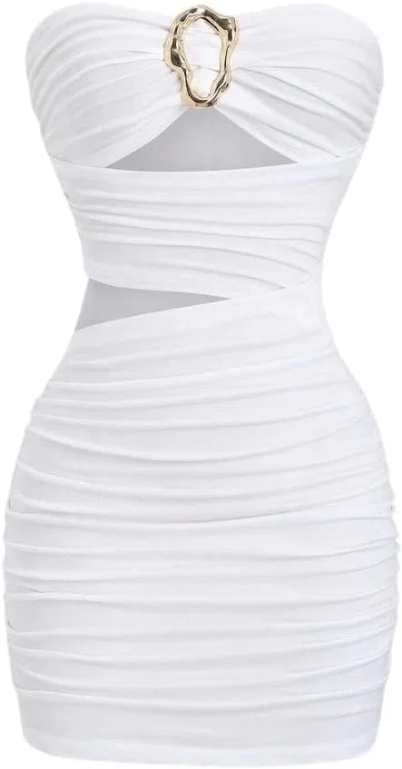 Женское мини-платье с вырезами Bodycon, White