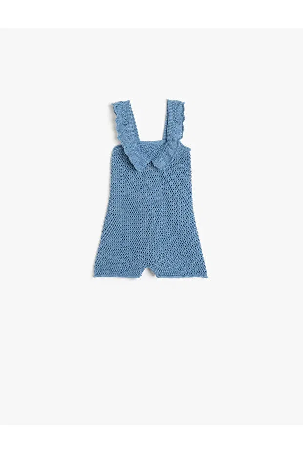 Детский джемпер-комбинезон с квадратным вырезом и оборками Koton, Blue