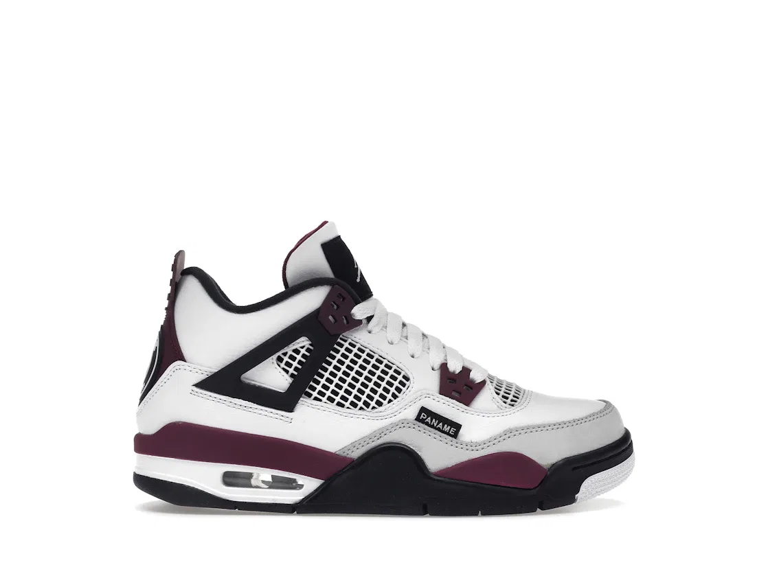 Детские кроссовки Lifestyle с принтом Jordan 4 Retro PSG Paris Saint-Germain Jordan, White/Bordeaux-Neutral Grey-Black