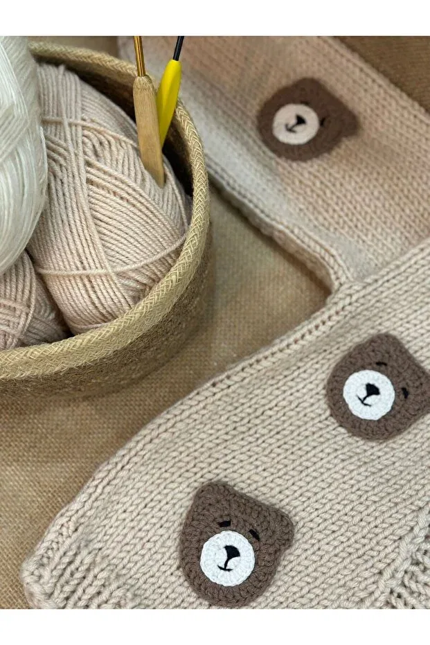 Детский кардиган для девочек с длинным рукавом Handmade, Beige — фото 4