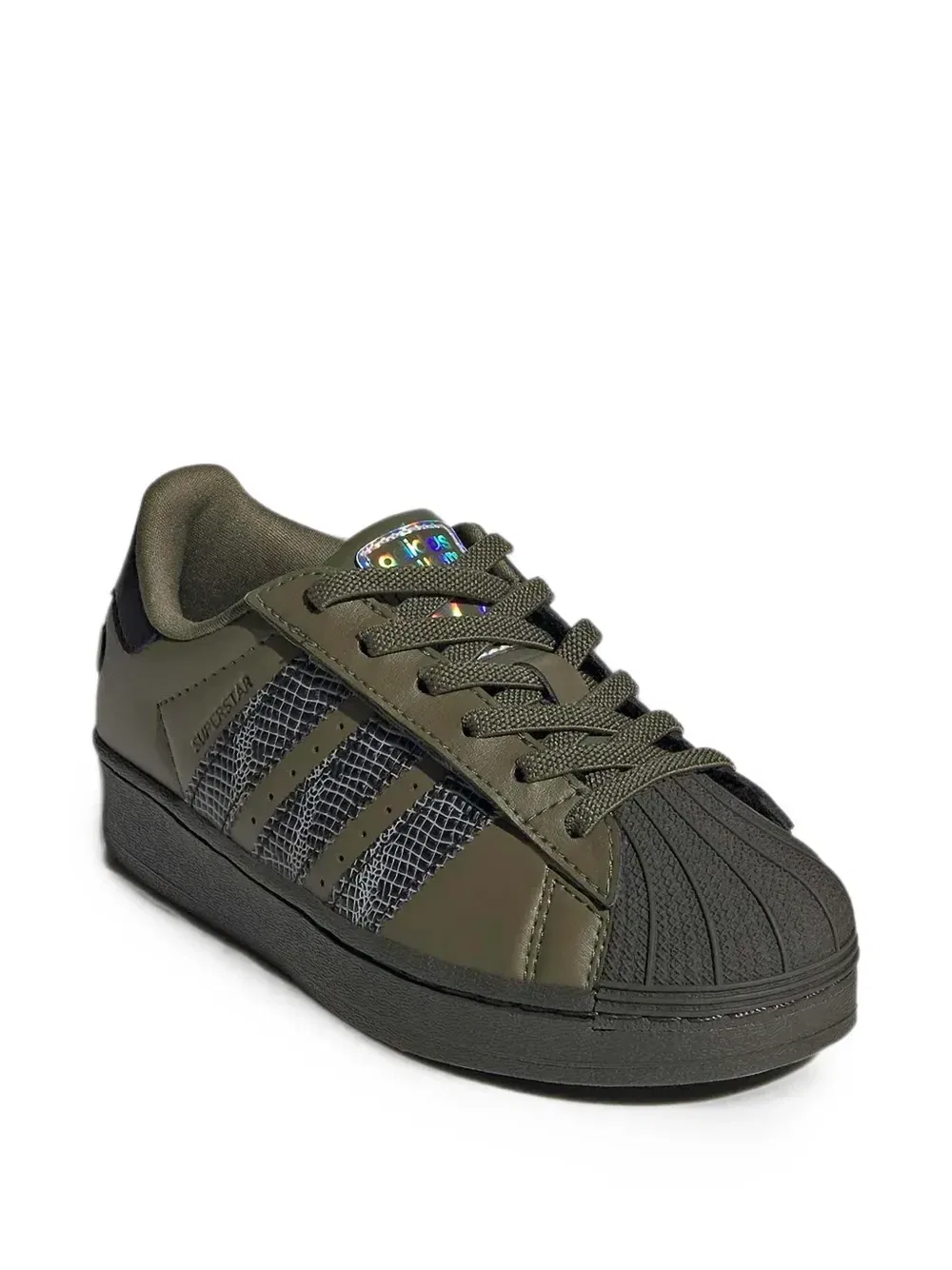 Кроссовки Superstar с эффектом змеиной кожи Adidas Kids, зеленый — фото 3