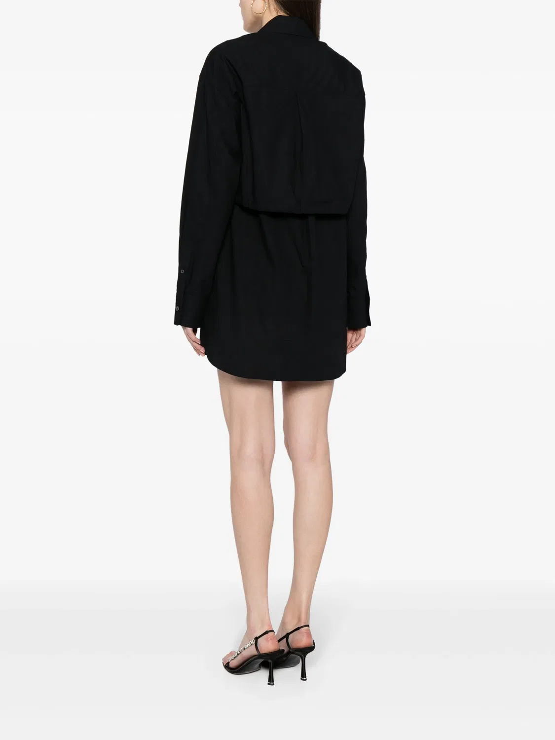 Слойное хлопковое платье-рубашка Alexander Wang, черный — фото 4