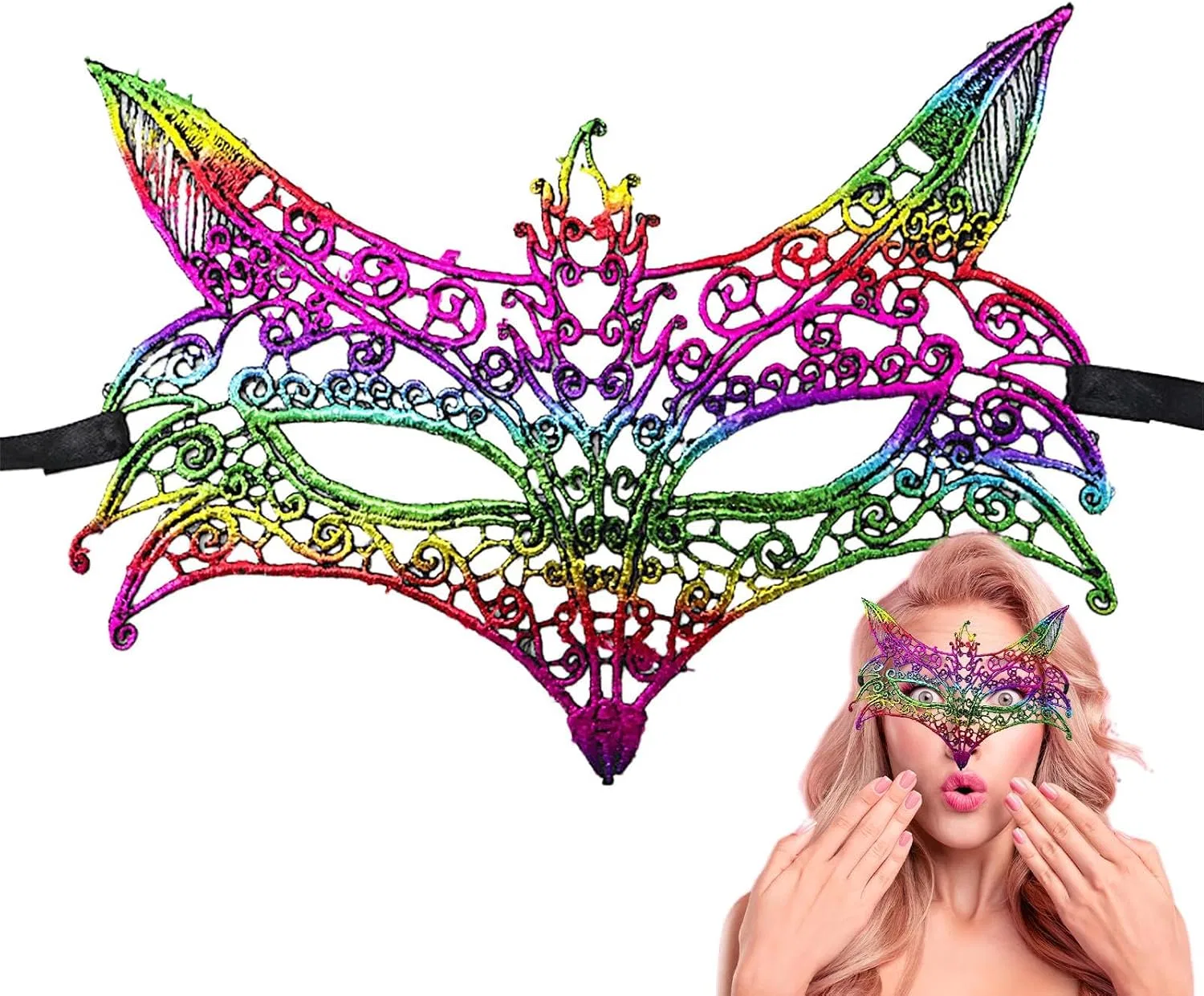 Маска для лица из кружева, Shitafe, 1 шт, Цвет Colourful Wolf Head