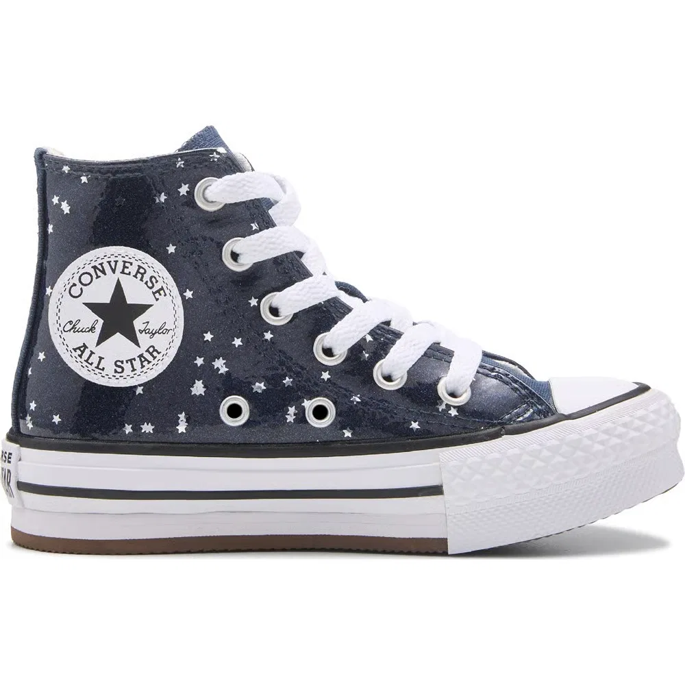 Детские высокие кеды Chuck Taylor All Star Lift Converse, Navy/Sparkle — фото 2