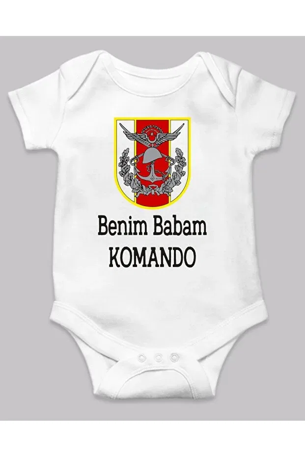 Детское боди для новорожденных с принтом My Father Commando Venüsdijital, White