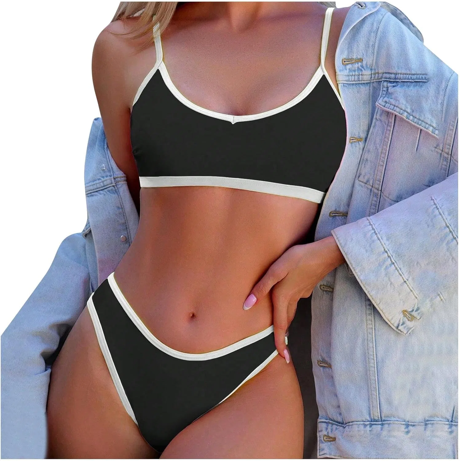 Женский купальник слитный V-образный вырез Push Up, Black