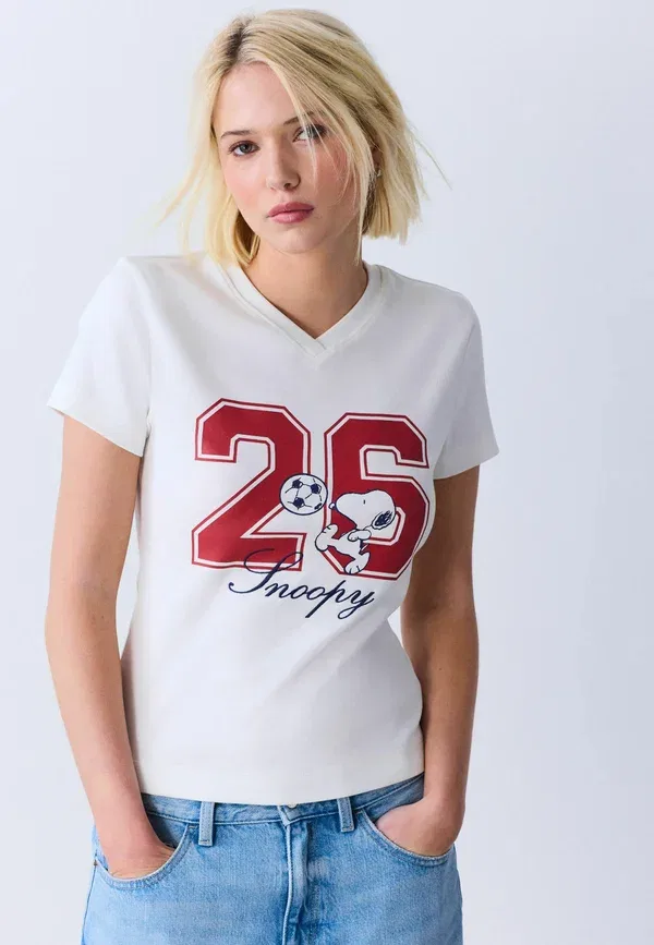 Футболка с принтом Peanuts Slim Next, white, белый